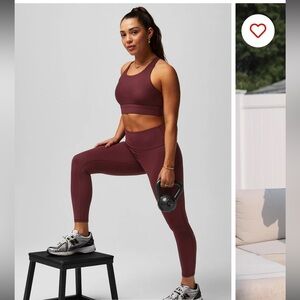 Define PowerHold® High-Waisted 7/8 Legging in M, color Merlot with matching Bra